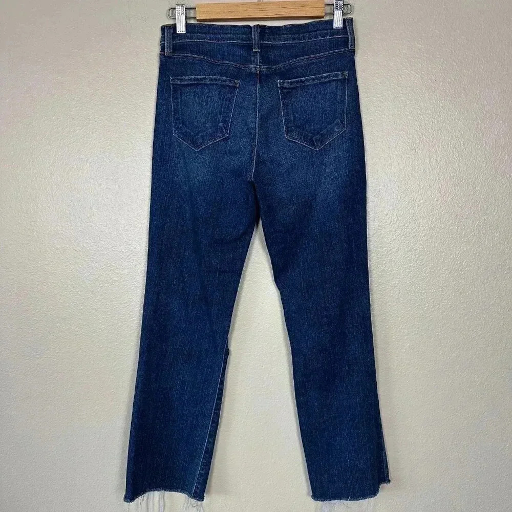 L'Agence Straight Leg Distressed Jeans Dark Wash Size 27 - Picture 6 of 8